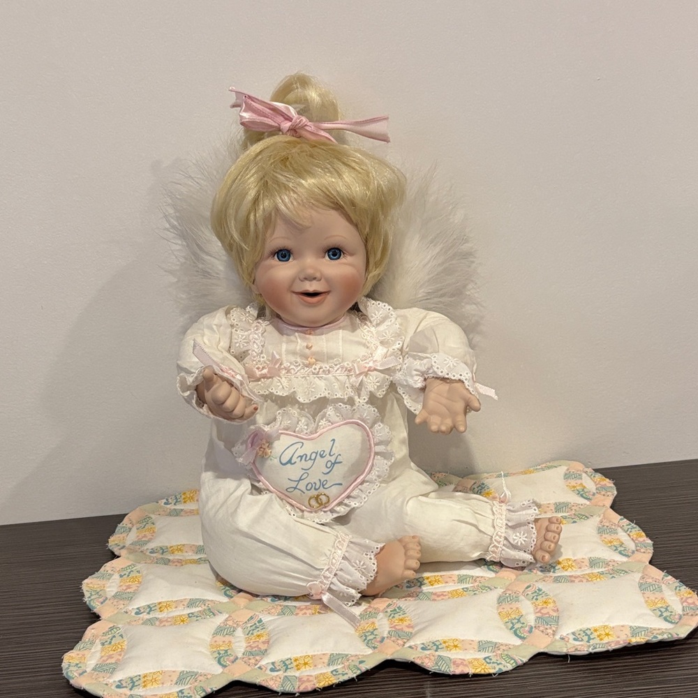 Angel of Love Porcelain Doll with Blonde Hair